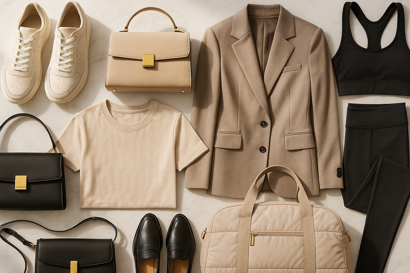shoes, bags, elegant casuals, gym wears